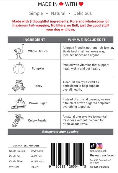 Wag Ranch - Ostrich Meat Sticks for Dogs