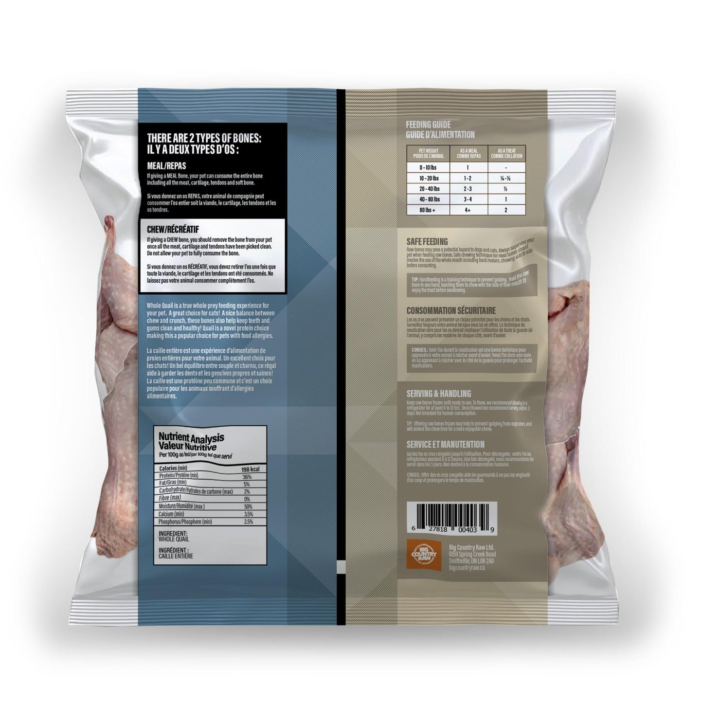 Big Country Raw - Whole Quail -1 lb