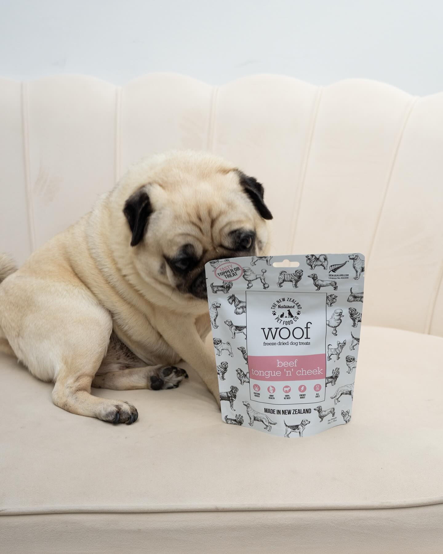 NZ Natural Pet Food Co - WOOF Freeze Dried Treats - Beef Tongue 'n' Cheek