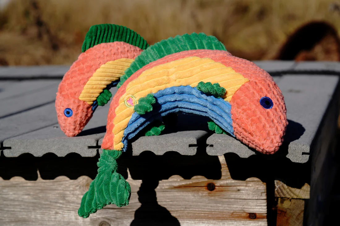 HuggleHounds - Rauccous Rainbow Trout Knottie Plush Dog Toy