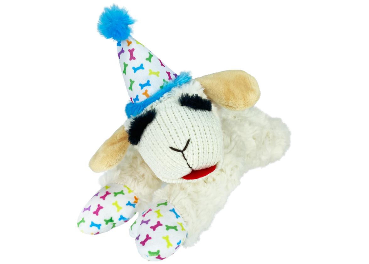 Multipet - Lamb Chop With Birthday Hat Dog Toy