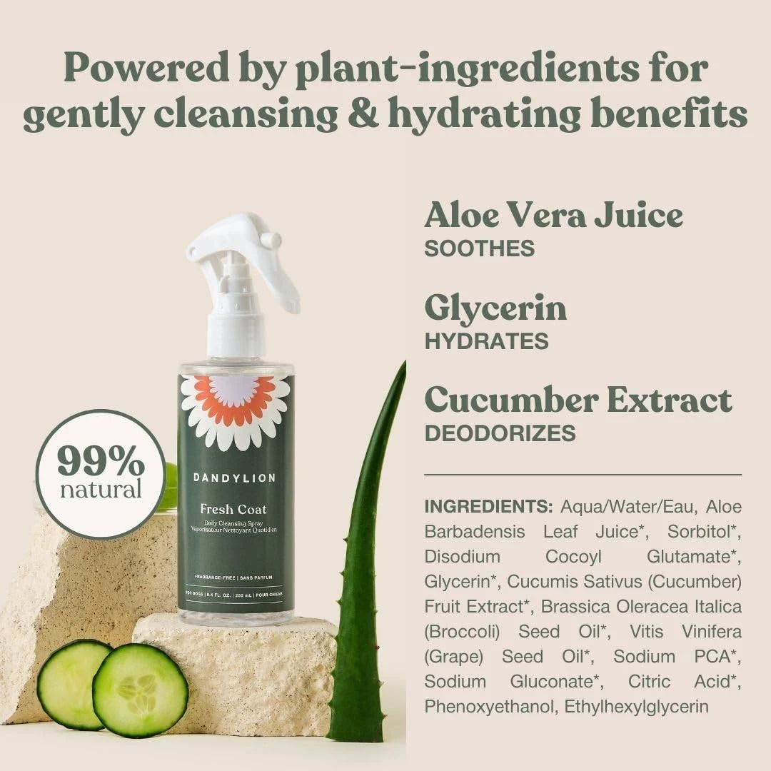 Dandylion - Fresh Coat Daily Cleansing Spray - Waterless No-Rinse Shampoo