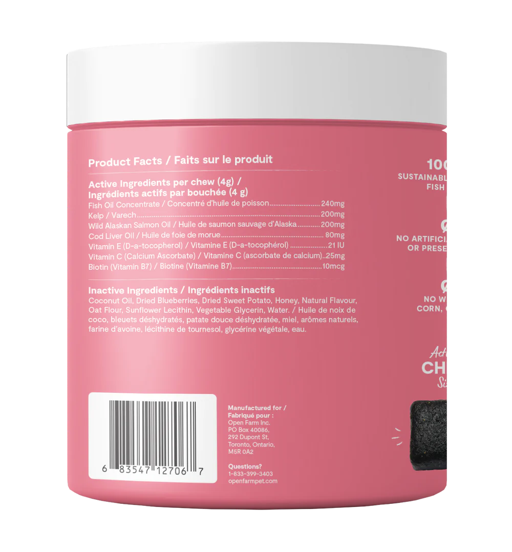 Open Farm - Dog Supplement Skin & Coat Chews - 90 ct
