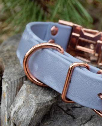 DogDog Goose Biothane Collar - Grey with Rose Gold Buckle