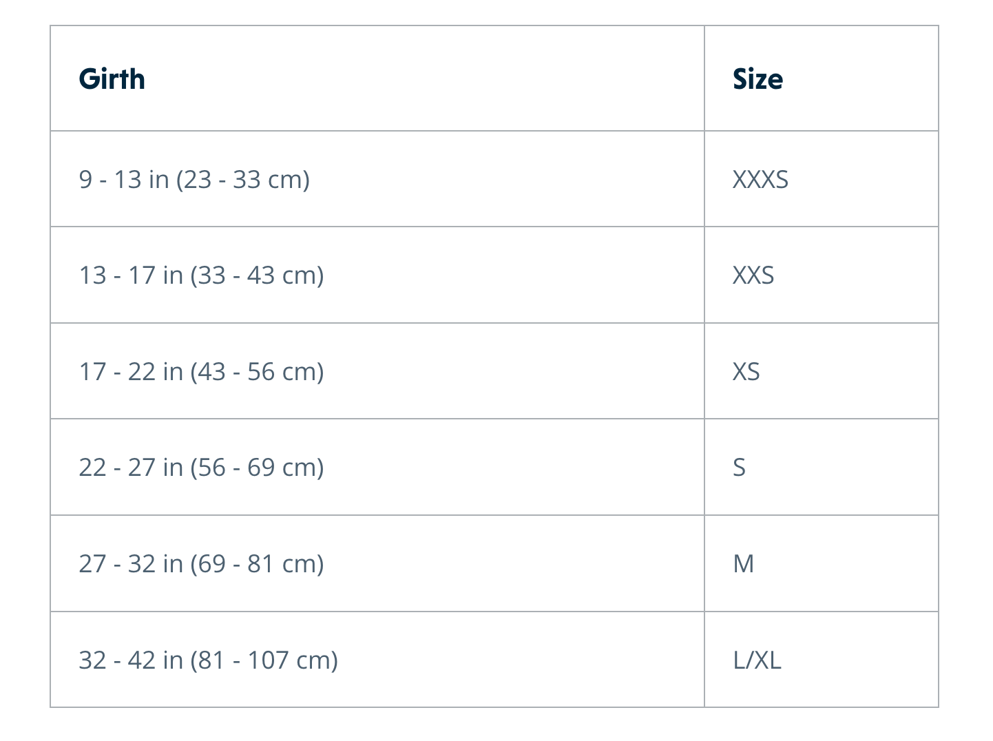 Size Chart