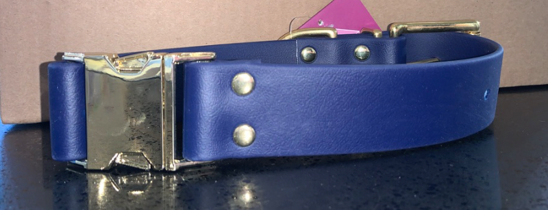 DogDog Goose Biothane Collar - Navy with Brass Buckle