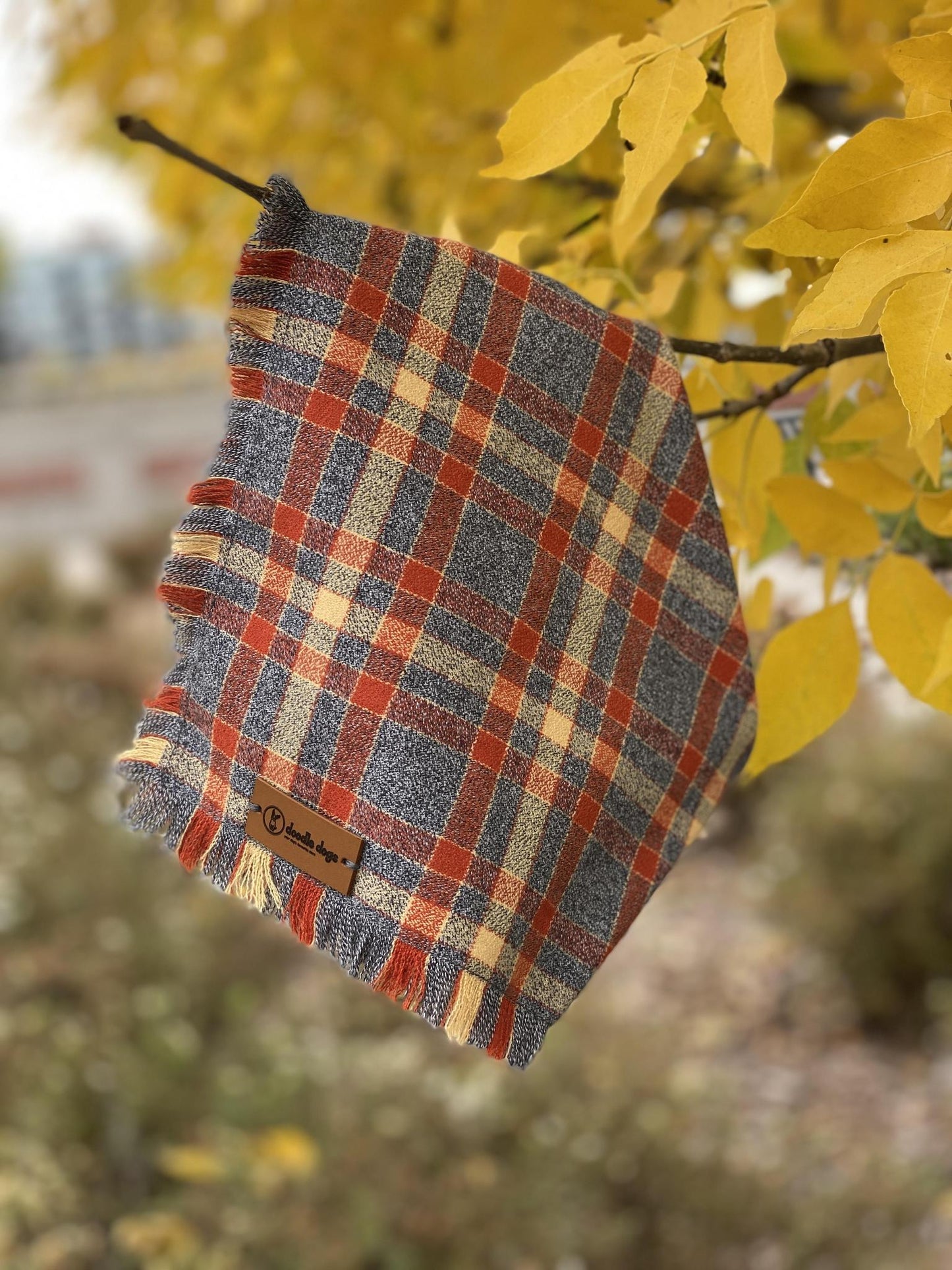 Doodle Dogs Bandana - Pumpkin Plaid