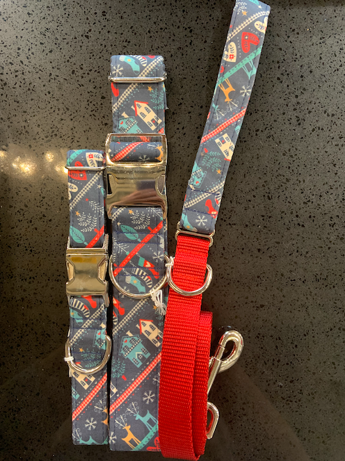 Walk in the Bark - Ugly Christmas Sweater Water Resistant Dog Collar/Waste Bag/Leash