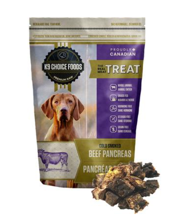 K-9 Choice - Frozen - Cold Smoked Beef Pancreas - 227 gm