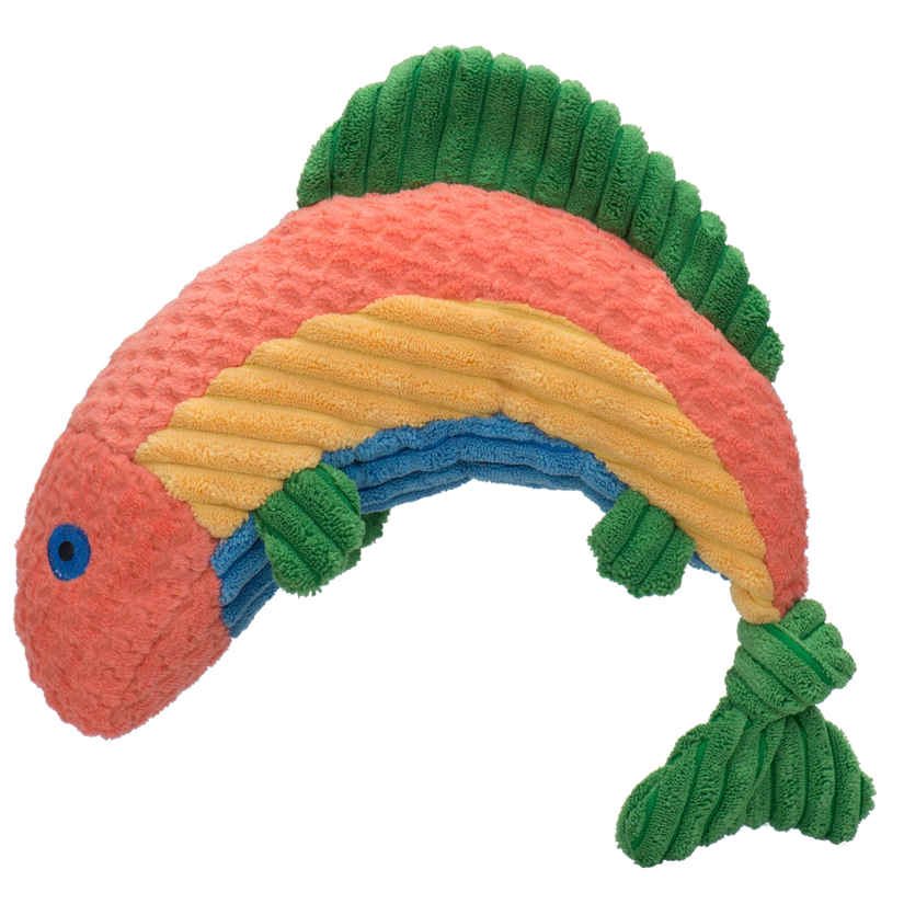 HuggleHounds - Rauccous Rainbow Trout Knottie Plush Dog Toy