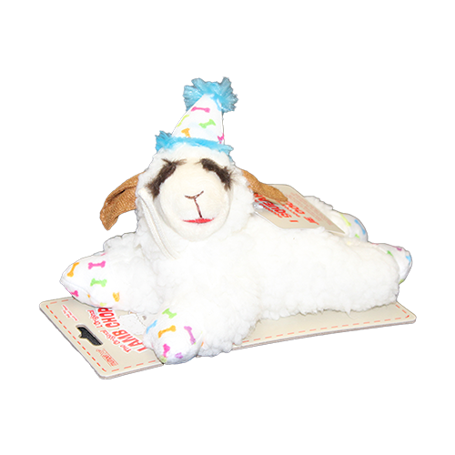 Multipet - Lamb Chop With Birthday Hat Dog Toy - New Style