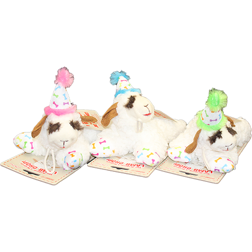 Multipet - Lamb Chop With Birthday Hat Dog Toy - New Style