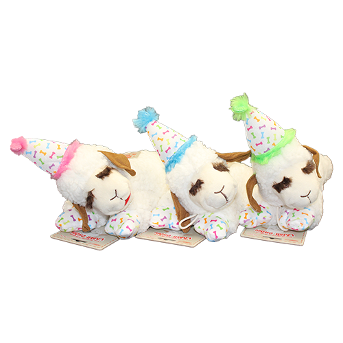 Multipet - Lamb Chop With Birthday Hat Dog Toy - New Style