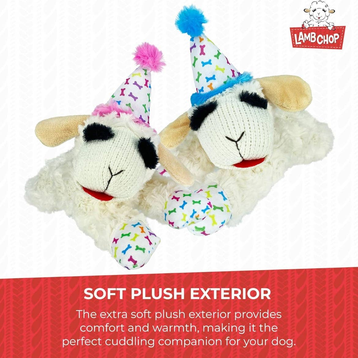 Multipet - Lamb Chop With Birthday Hat Dog Toy - Original Style