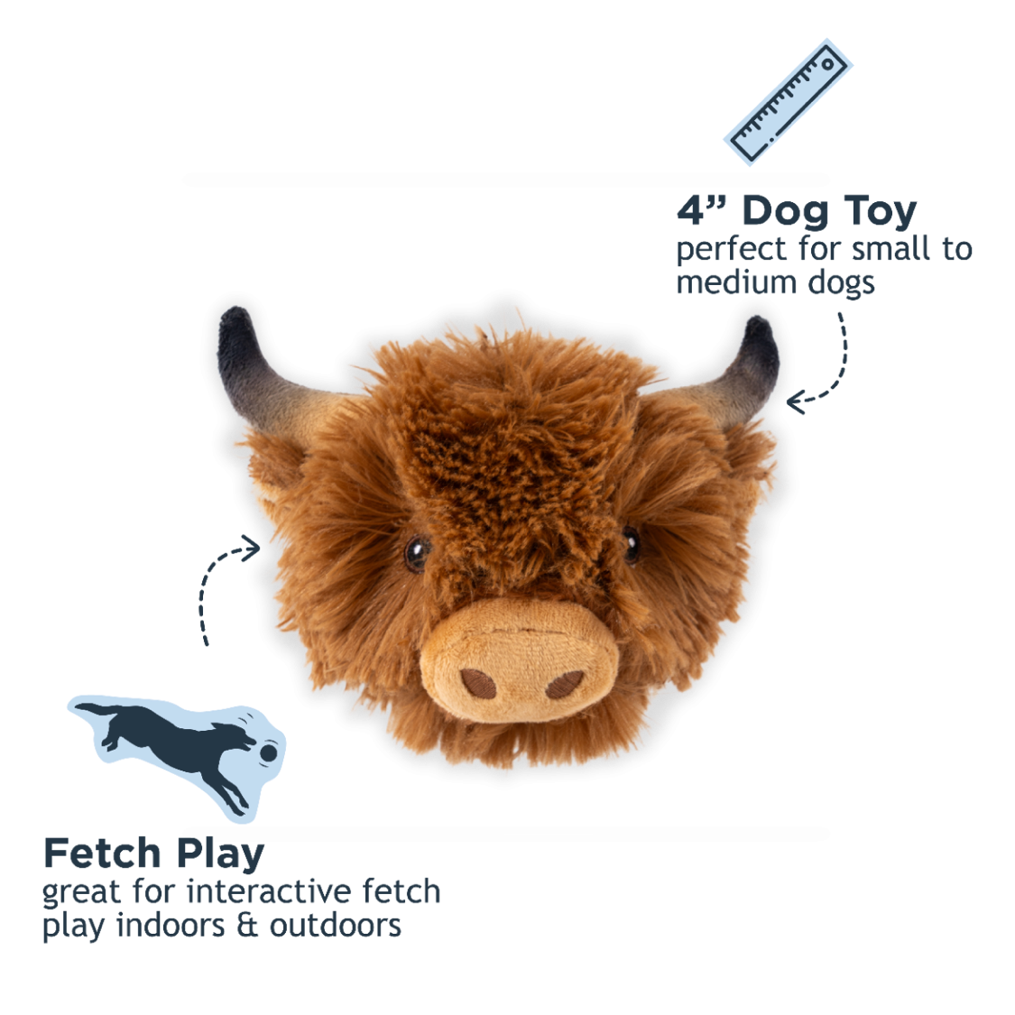 Tall Tails - 2-in-1 Fetch Ball Dog Toy - Highland Cow