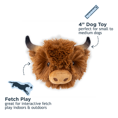 Tall Tails - 2-in-1 Fetch Ball Dog Toy - Highland Cow