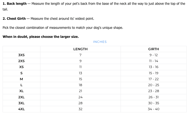 Size Chart