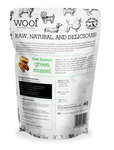 NZ Natural Pet Food Co - WOOF Freeze Dried Treats - Green Lipped Mussels