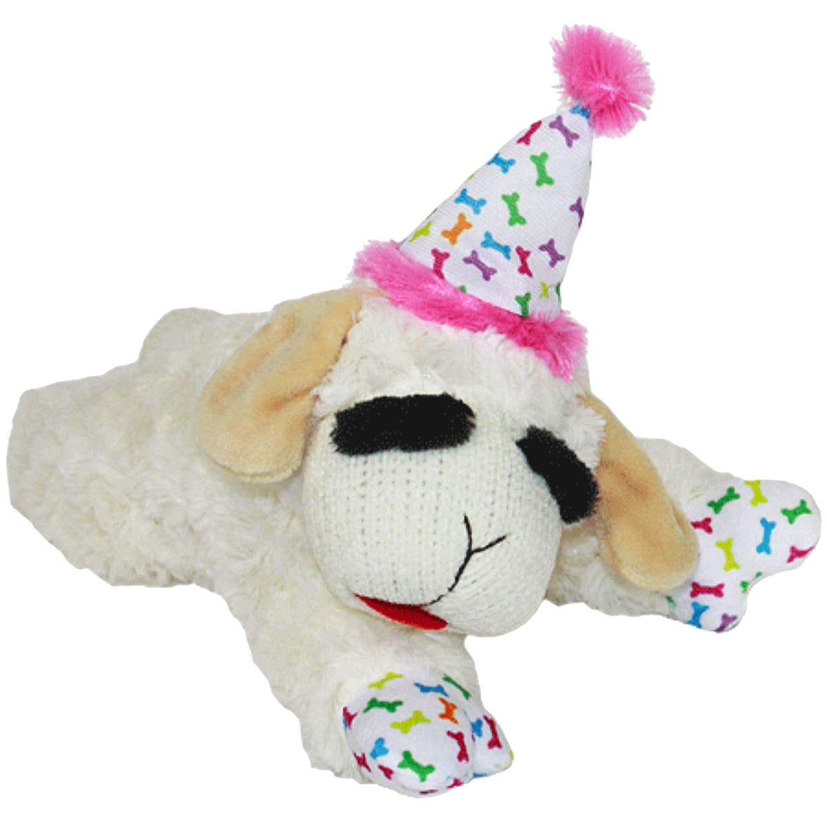 Multipet - Lamb Chop With Birthday Hat Dog Toy - Original Style