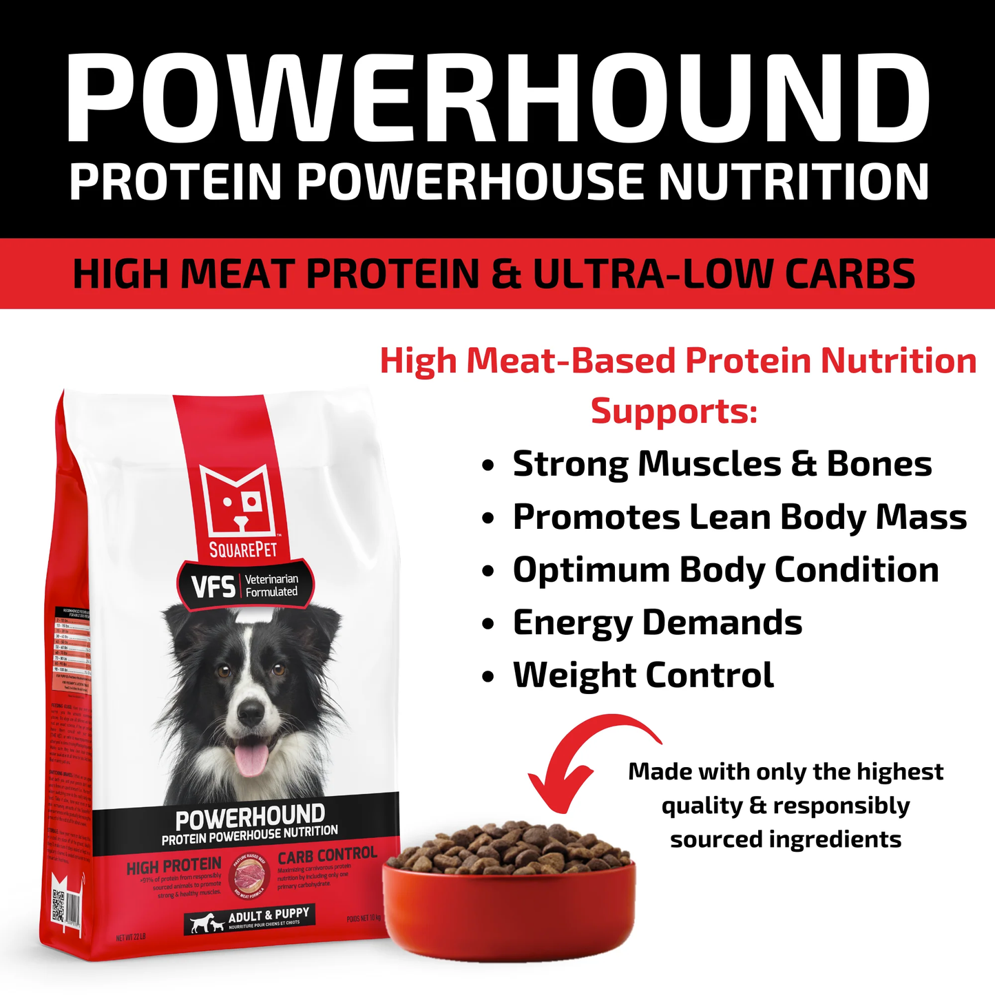 SquarePet VFS PowerHound Red Meat Dry Dog Food 4.4 lb