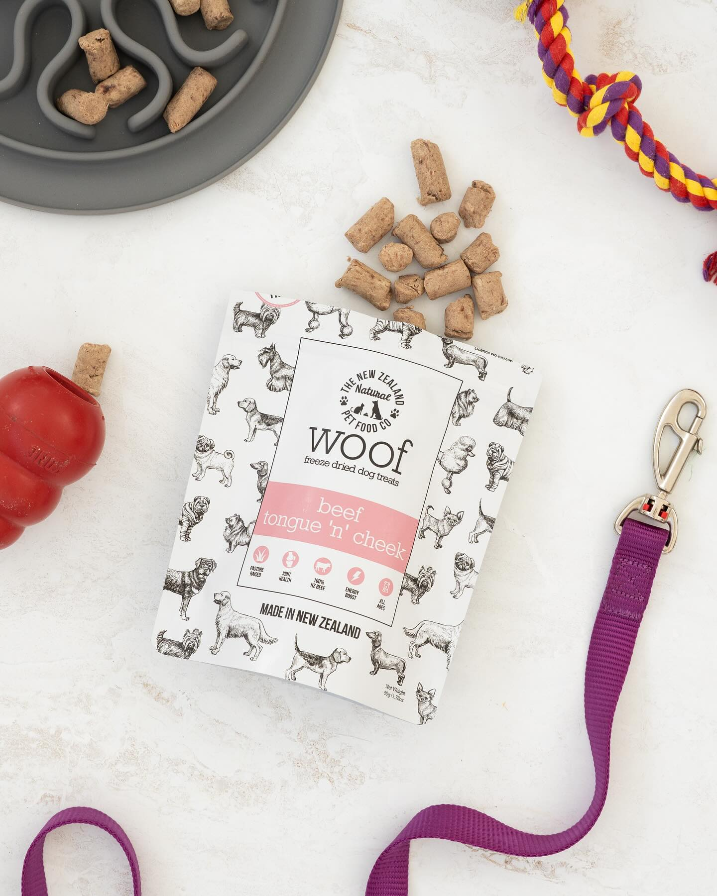 NZ Natural Pet Food Co - WOOF Freeze Dried Treats - Beef Tongue 'n' Cheek