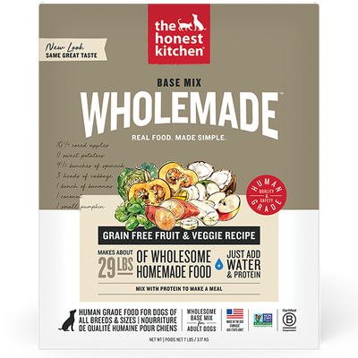 The Honest Kitchen - Wholemade Grain Free Fruit and Veggie Base Mix - Dehydrated Dog Food