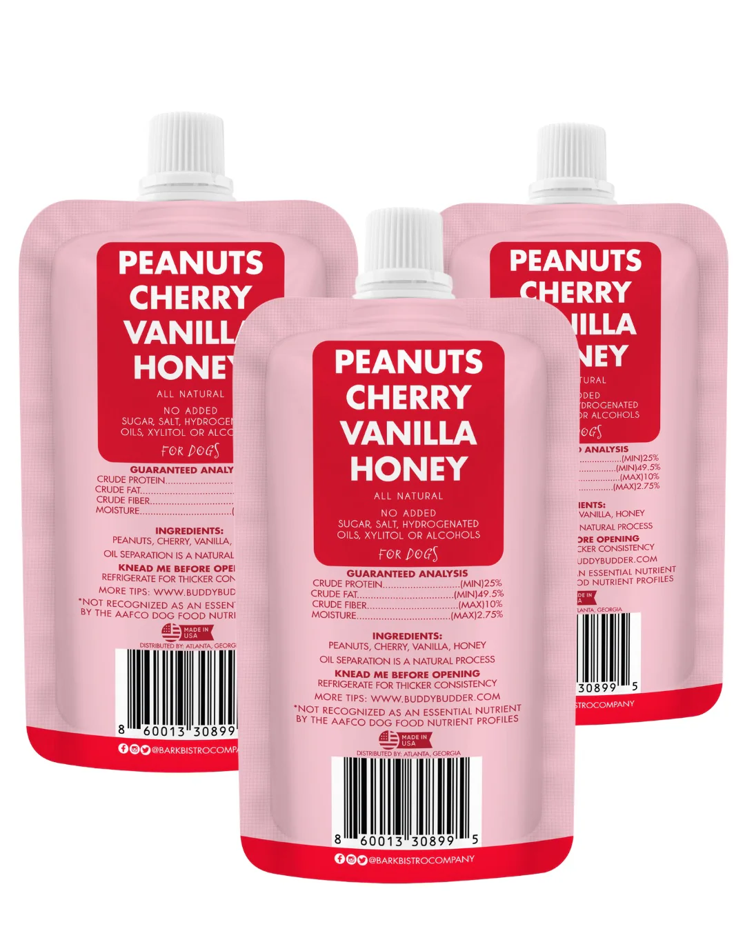 Bark Bistro - Cherry Pie Buddy Budder Peanut Butter Squeeze Pack