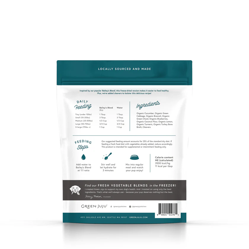 Green Juju - Freeze-Dried Vegetable Blend - Bailey's Blend with Cleavers