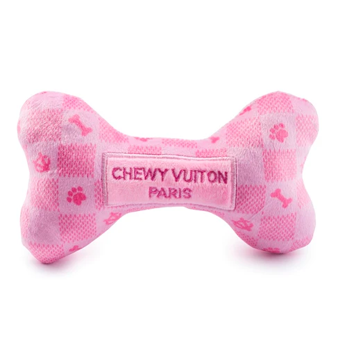 Haute Diggity Dog - Pink Checker Chewy Vuiton Bone Dog Toy