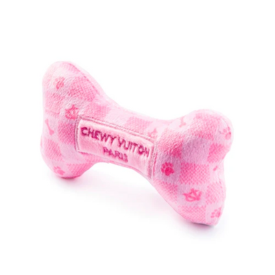 Haute Diggity Dog - Pink Checker Chewy Vuiton Bone Dog Toy