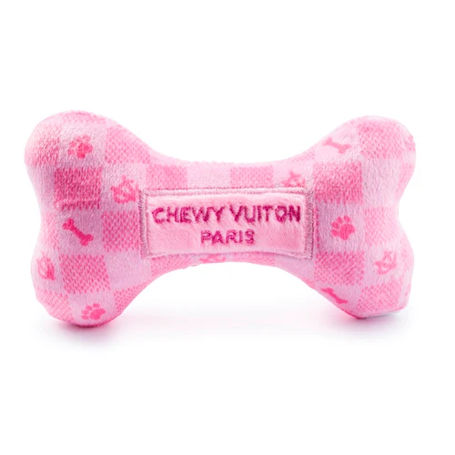 Haute Diggity Dog - Pink Checker Chewy Vuiton Bone Dog Toy