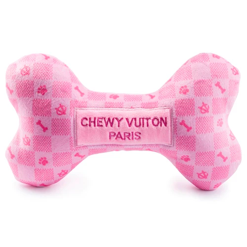 Haute Diggity Dog - Pink Checker Chewy Vuiton Bone Dog Toy