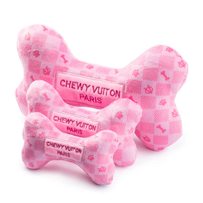 Haute Diggity Dog - Pink Checker Chewy Vuiton Bone Dog Toy