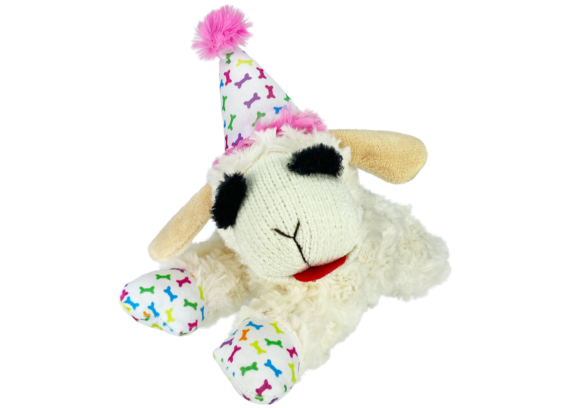 Multipet - Lamb Chop With Birthday Hat Dog Toy