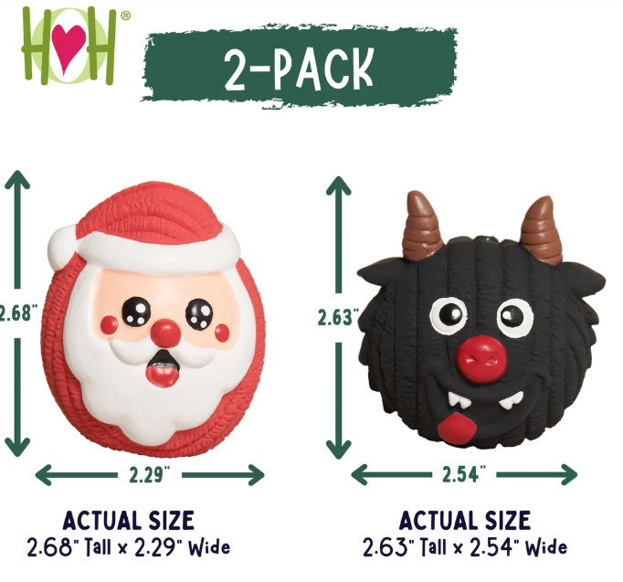 HuggleHounds - Grumpus + Santa 2 Pack Ruff-Tex Balls