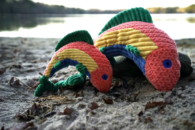 HuggleHounds - Rauccous Rainbow Trout Knottie Plush Dog Toy