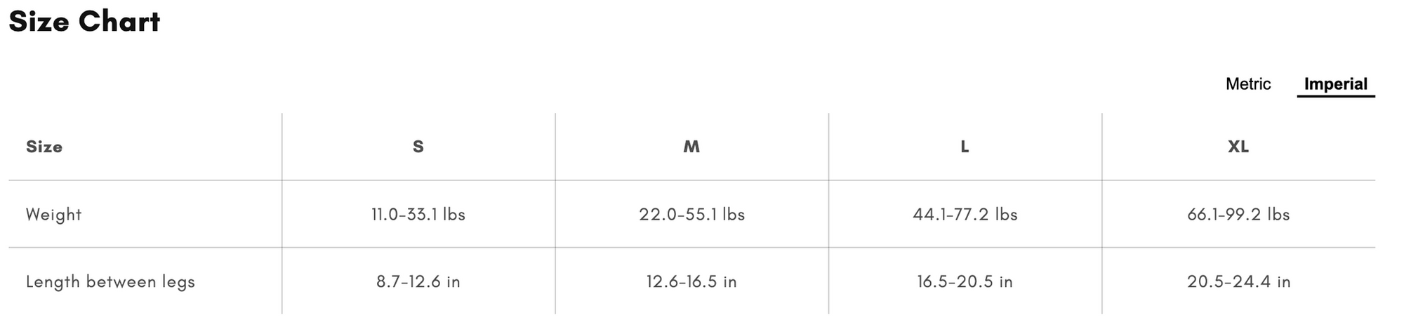 Size Chart