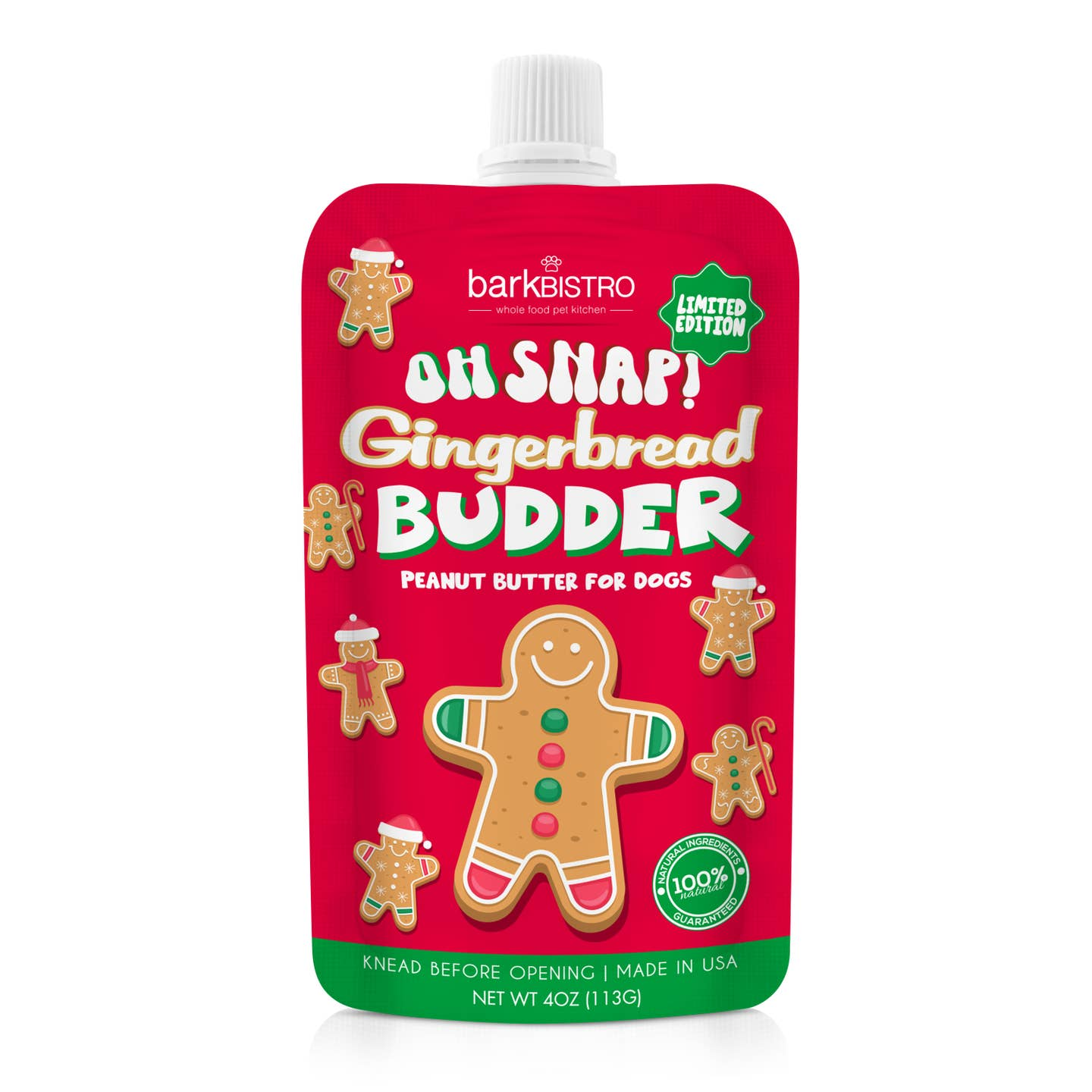 Bark Bistro - Oh Snap! Gingerbread Buddy Budder Peanut Butter Squeeze Pack
