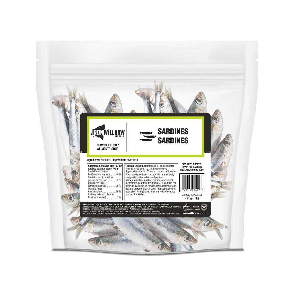Iron Will Raw - Sardines 1 lb Bag