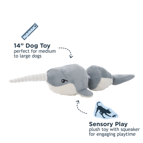 Tall Tails - Narwal Jointed Shake Play Dog Toy