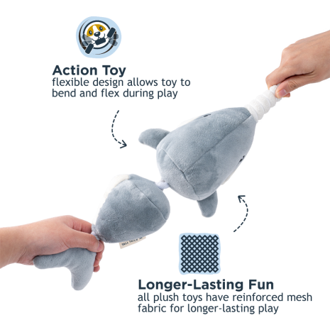 Tall Tails - Narwal Jointed Shake Play Dog Toy