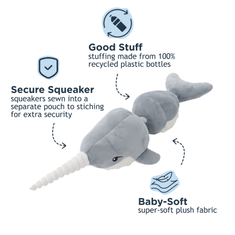 Tall Tails - Narwal Jointed Shake Play Dog Toy