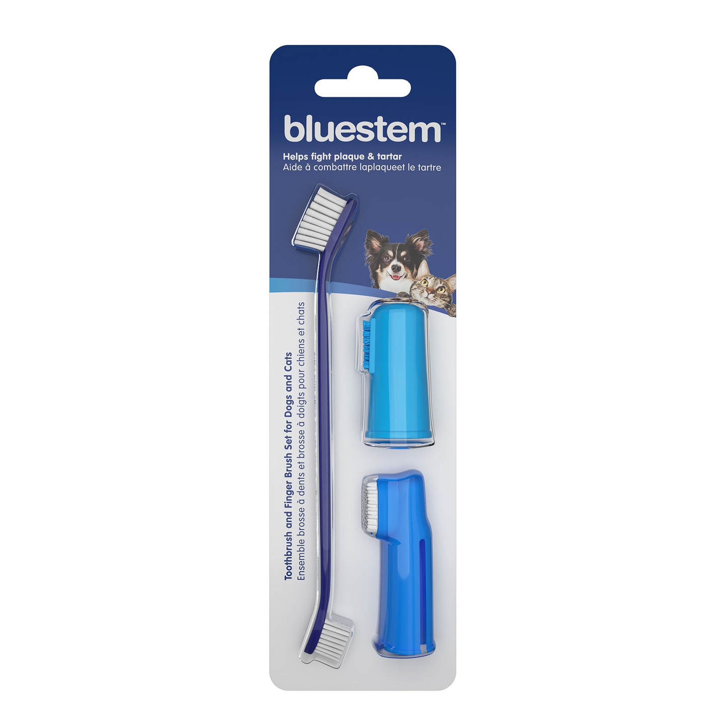 Bluestem - Oral Care Toothbrush and Finger Brushes Set for Dogs and Cats