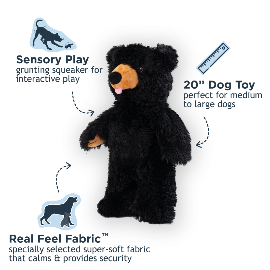 Tall Tails - Stuffless Black Bear Squeaker Dog Toy