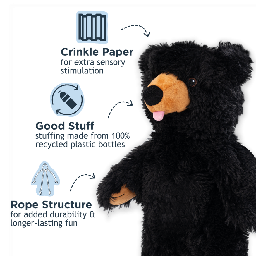 Tall Tails - Stuffless Black Bear Squeaker Dog Toy