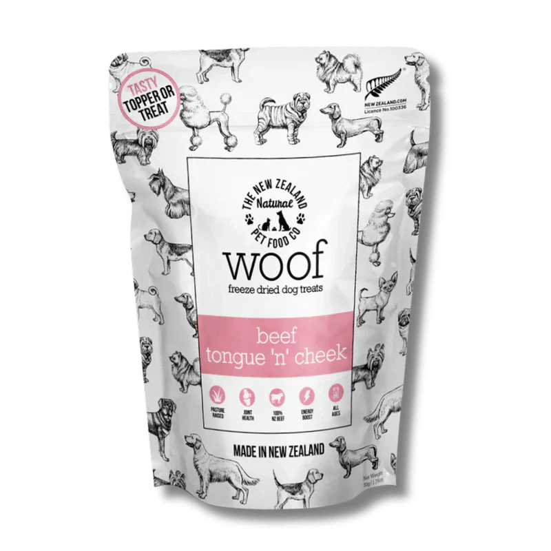 NZ Natural Pet Food Co - WOOF Freeze Dried Treats - Beef Tongue 'n' Cheek