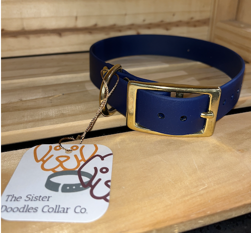The Sister Doodles Collar Co - Biothane Buckle Collar - Navy with Brass