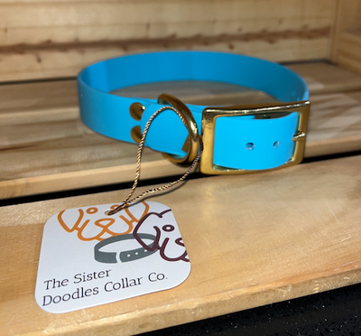 The Sister Doodles Collar Co - Biothane Buckle Collar - Sky Blue with Brass