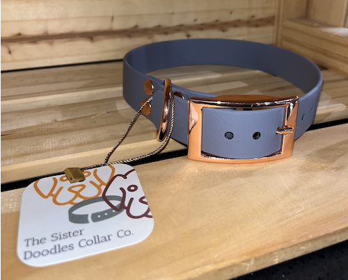 The Sister Doodles Collar Co - Biothane Buckle Collar - Fossil with Rose Gold