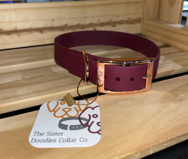 The Sister Doodles Collar Co - Biothane Buckle Collar - Merlot with Rose Gold